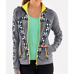 ivivva Perfect Your Practice Jacket Size 10 Lululemon Grey Yellow Athletic Zip